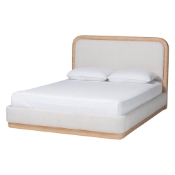 Baxton Studio Aiman Upholstered Platform Bed with Faux Leather Trim, Queen